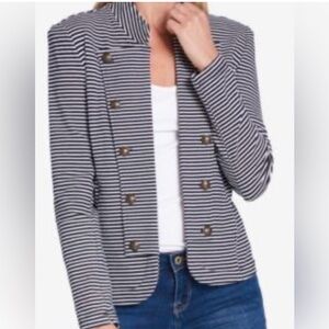 Striped Black and White Women's Blazer